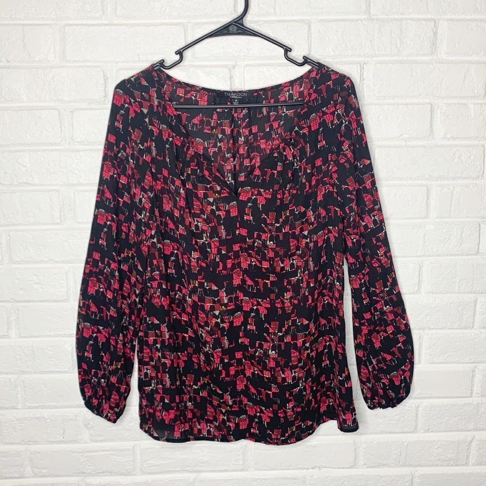 Thakoon for Design Nation patterned pink and‎ red blouse size small